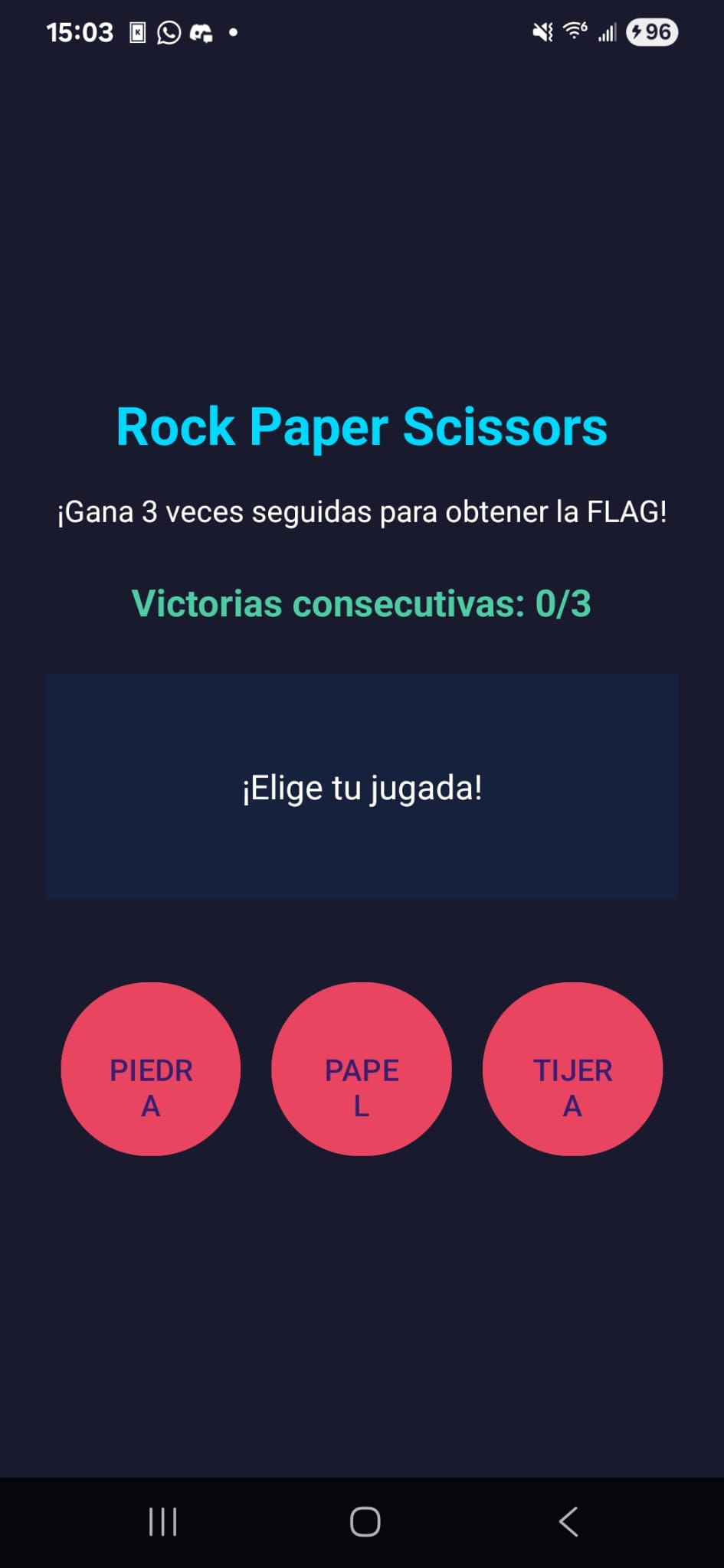 Captura de pantalla de la aplicación